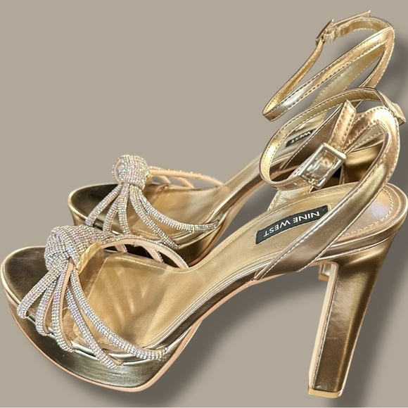 NWOT Nine West ‘Wowzz Platform Dress Sandals’ in “Bronze Crystal” Size 11 - Picture 9 of 16